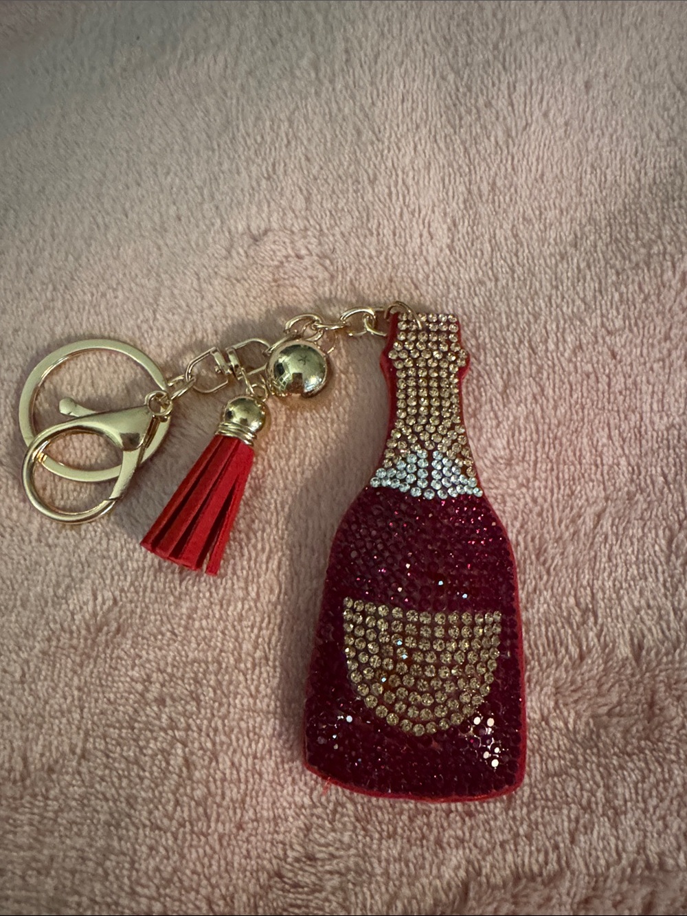 Sparkling Champagne Bottle Keychain
